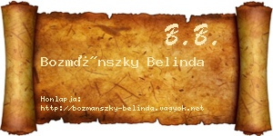 Bozmánszky Belinda névjegykártya